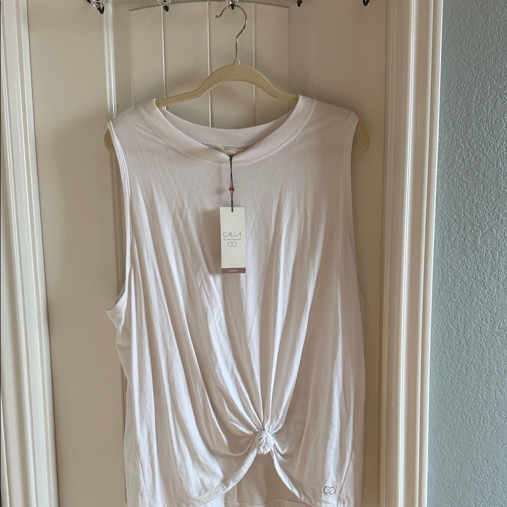 CALIA by Carrie Underwood White Twist Tank Top